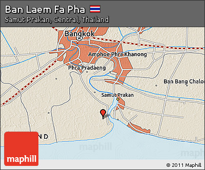 Shaded Relief 3D Map of Ban Laem Fa Pha