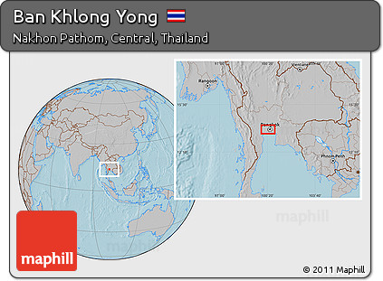 Gray Location Map of Ban Khlong Yong, hill shading