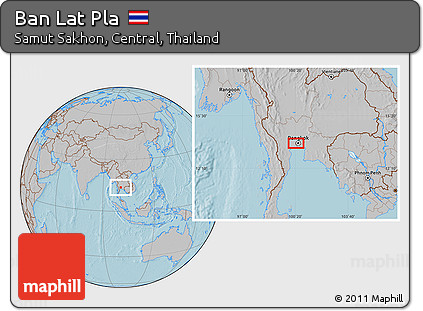 Gray Location Map of Ban Lat Pla, hill shading
