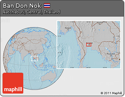 Gray Location Map of Ban Don Nok, hill shading