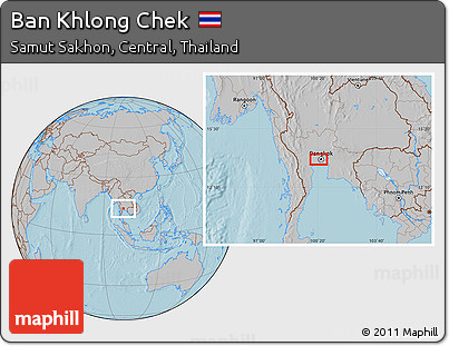 Gray Location Map of Ban Khlong Chek, hill shading