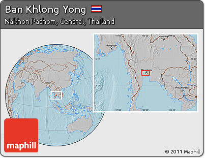 Gray Location Map of Ban Khlong Yong, hill shading