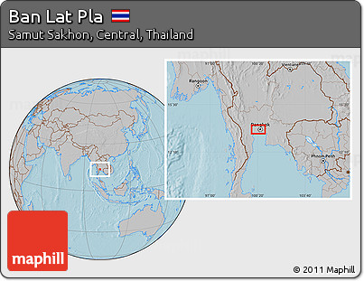 Gray Location Map of Ban Lat Pla, hill shading
