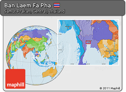 Political Location Map of Ban Laem Fa Pha