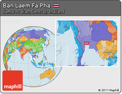 Political Location Map of Ban Laem Fa Pha