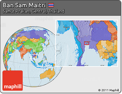 Political Location Map of Ban Sam Maitri