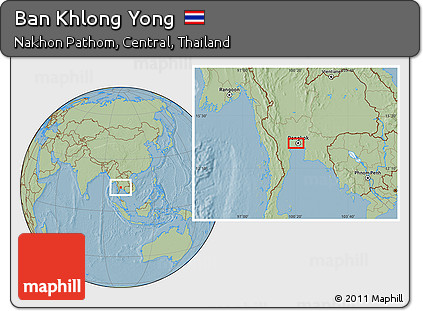 Savanna Style Location Map of Ban Khlong Yong, hill shading