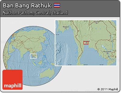 Savanna Style Location Map of Ban Bang Rathuk, hill shading