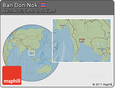 Savanna Style Location Map of Ban Don Nok, hill shading