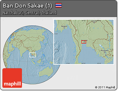 Savanna Style Location Map of Ban Don Sakae (1), hill shading