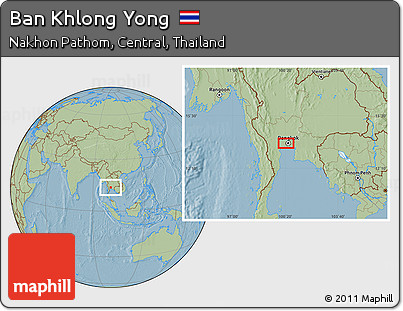 Savanna Style Location Map of Ban Khlong Yong, hill shading