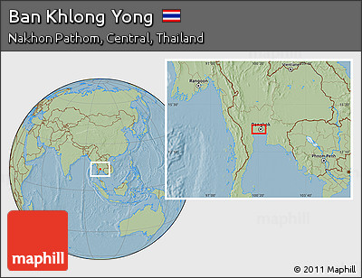 Savanna Style Location Map of Ban Khlong Yong, hill shading