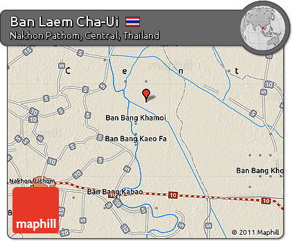 Shaded Relief Map of Ban Laem Cha-Ui
