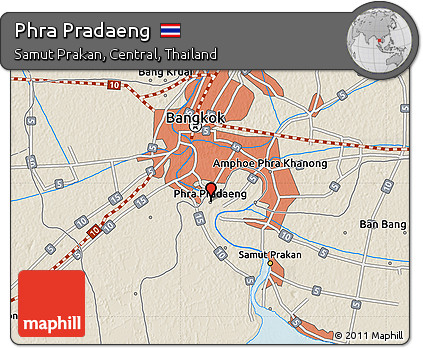Shaded Relief Map of Phra Pradaeng