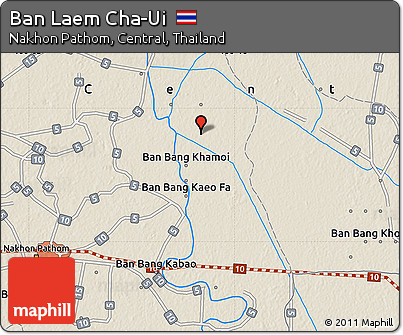 Shaded Relief Map of Ban Laem Cha-Ui