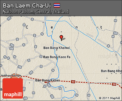 Shaded Relief Map of Ban Laem Cha-Ui