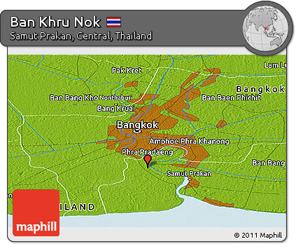 Physical Panoramic Map of Ban Khru Nok