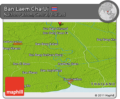 Physical Panoramic Map of Ban Laem Cha-Ui