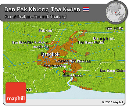 Physical Panoramic Map of Ban Pak Khlong Tha Kwian
