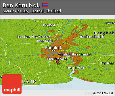 Physical Panoramic Map of Ban Khru Nok