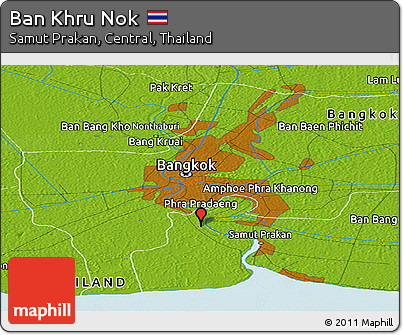 Physical Panoramic Map of Ban Khru Nok