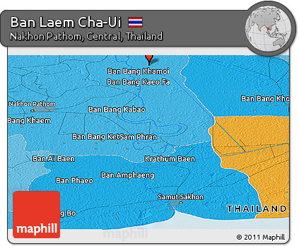 Political Panoramic Map of Ban Laem Cha-Ui