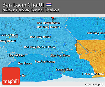 Political Panoramic Map of Ban Laem Cha-Ui