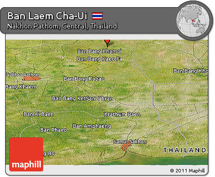 Satellite Panoramic Map of Ban Laem Cha-Ui