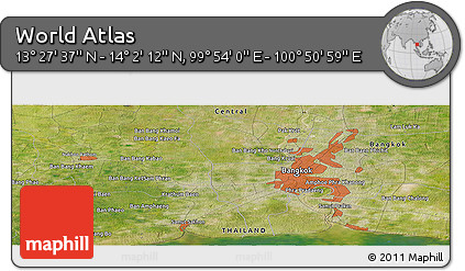 Satellite Panoramic Map of the Area around 13° 44' 54" N, 100° 22' 30" E