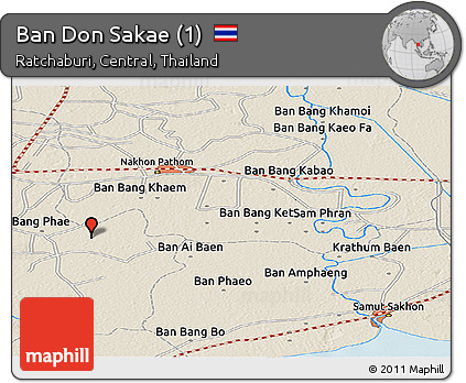 Shaded Relief Panoramic Map of Ban Don Sakae (1)