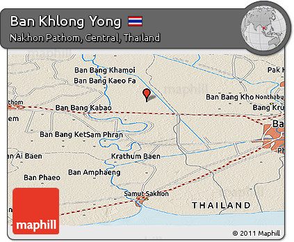 Shaded Relief Panoramic Map of Ban Khlong Yong