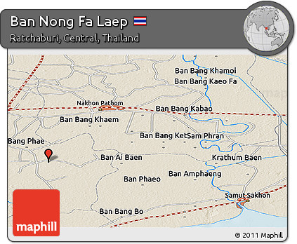 Shaded Relief Panoramic Map of Ban Nong Fa Laep
