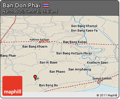 Shaded Relief Panoramic Map of Ban Don Phai