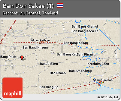 Shaded Relief Panoramic Map of Ban Don Sakae (1)