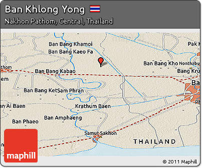 Shaded Relief Panoramic Map of Ban Khlong Yong