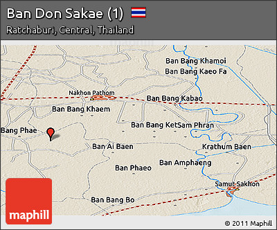 Shaded Relief Panoramic Map of Ban Don Sakae (1)