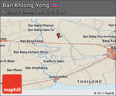 Shaded Relief Panoramic Map of Ban Khlong Yong