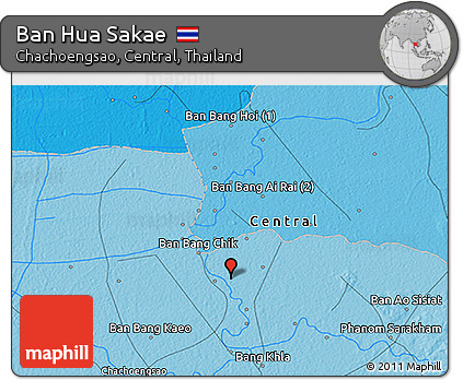 Political 3D Map of Ban Hua Sakae