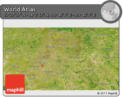 Satellite 3D Map of the Area around 13° 44' 54" N, 101° 13' 29" E