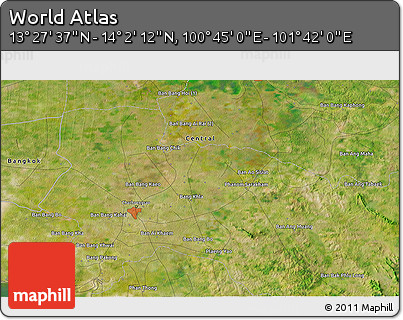 Satellite 3D Map of the Area around 13° 44' 54" N, 101° 13' 29" E