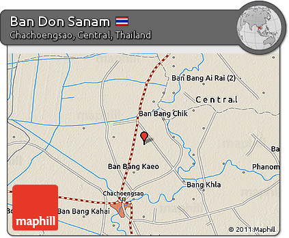 Shaded Relief 3D Map of Ban Don Sanam
