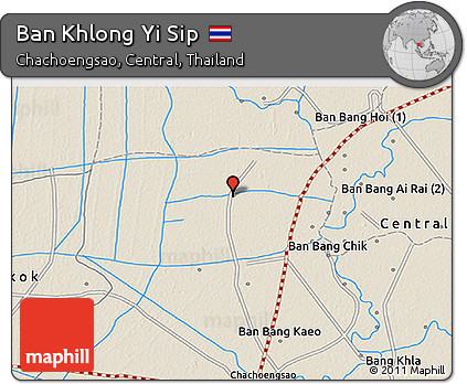 Shaded Relief 3D Map of Ban Khlong Yi Sip