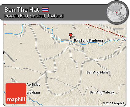 Shaded Relief 3D Map of Ban Tha Hat