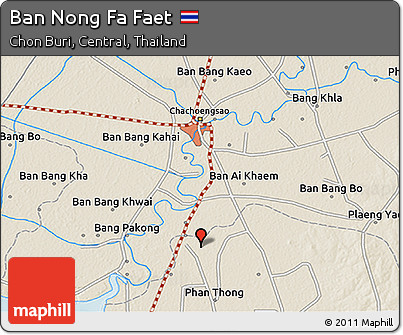 Shaded Relief 3D Map of Ban Nong Fa Faet