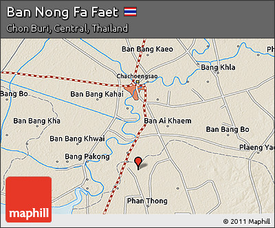 Shaded Relief 3D Map of Ban Nong Fa Faet