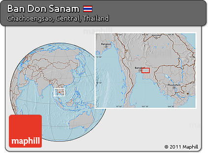 Gray Location Map of Ban Don Sanam, hill shading
