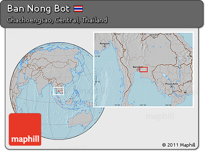 Gray Location Map of Ban Nong Bot, hill shading