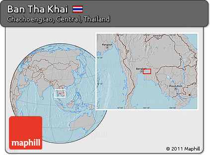 Gray Location Map of Ban Tha Khai, hill shading