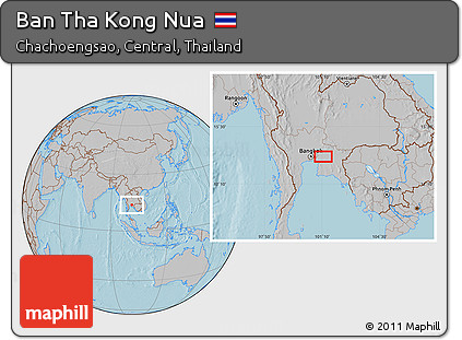 Gray Location Map of Ban Tha Kong Nua, hill shading