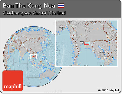 Gray Location Map of Ban Tha Kong Nua, hill shading